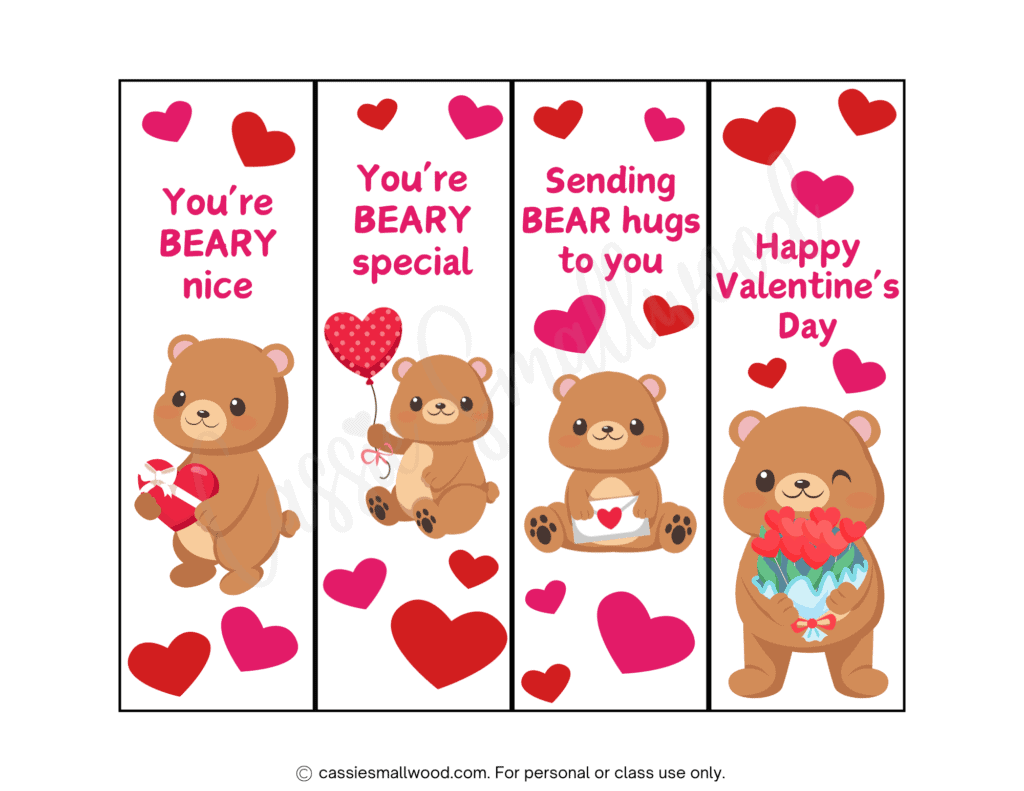 Free Printable Teddy Bear Bookmarks