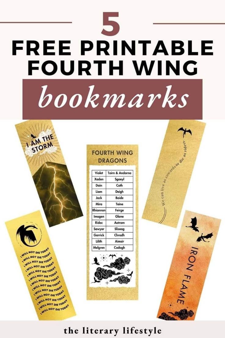 Fourth Wing Bookmark Printable Free