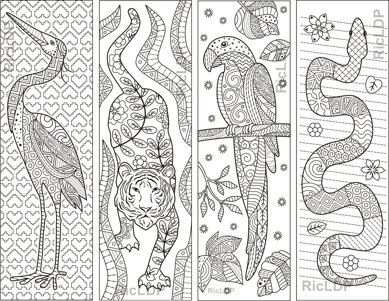 Tiger Bookmarks Printable To Color