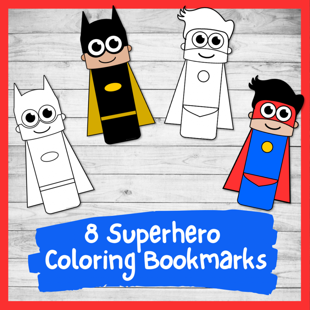 Free Printable Coloring Superhero Bookmarks