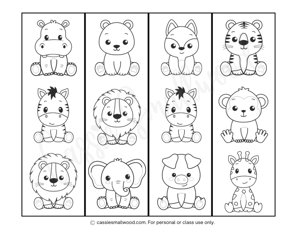 Animal Bookmarks Printable Color Yourself