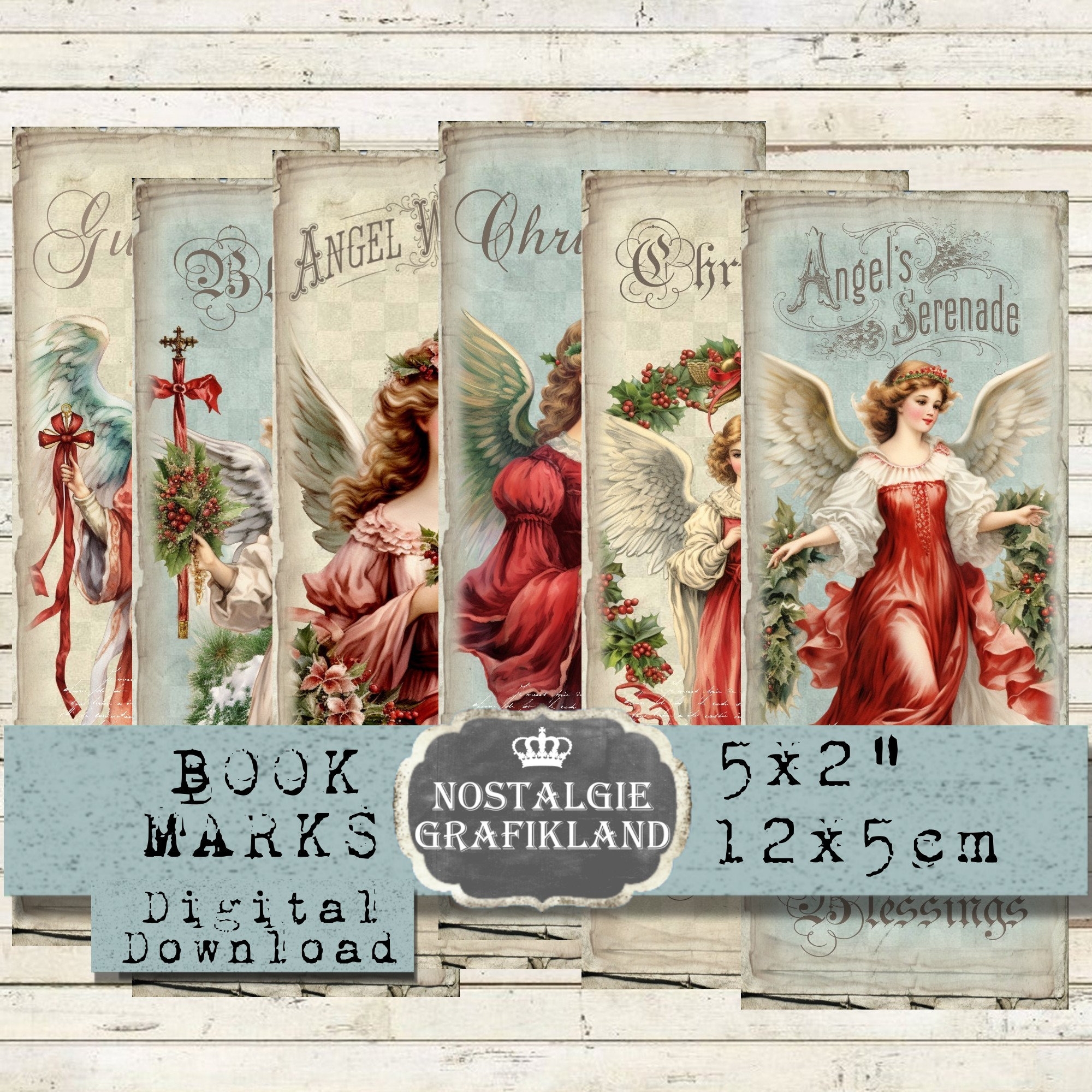 Printable Religious Angel Christmas Bookmarks