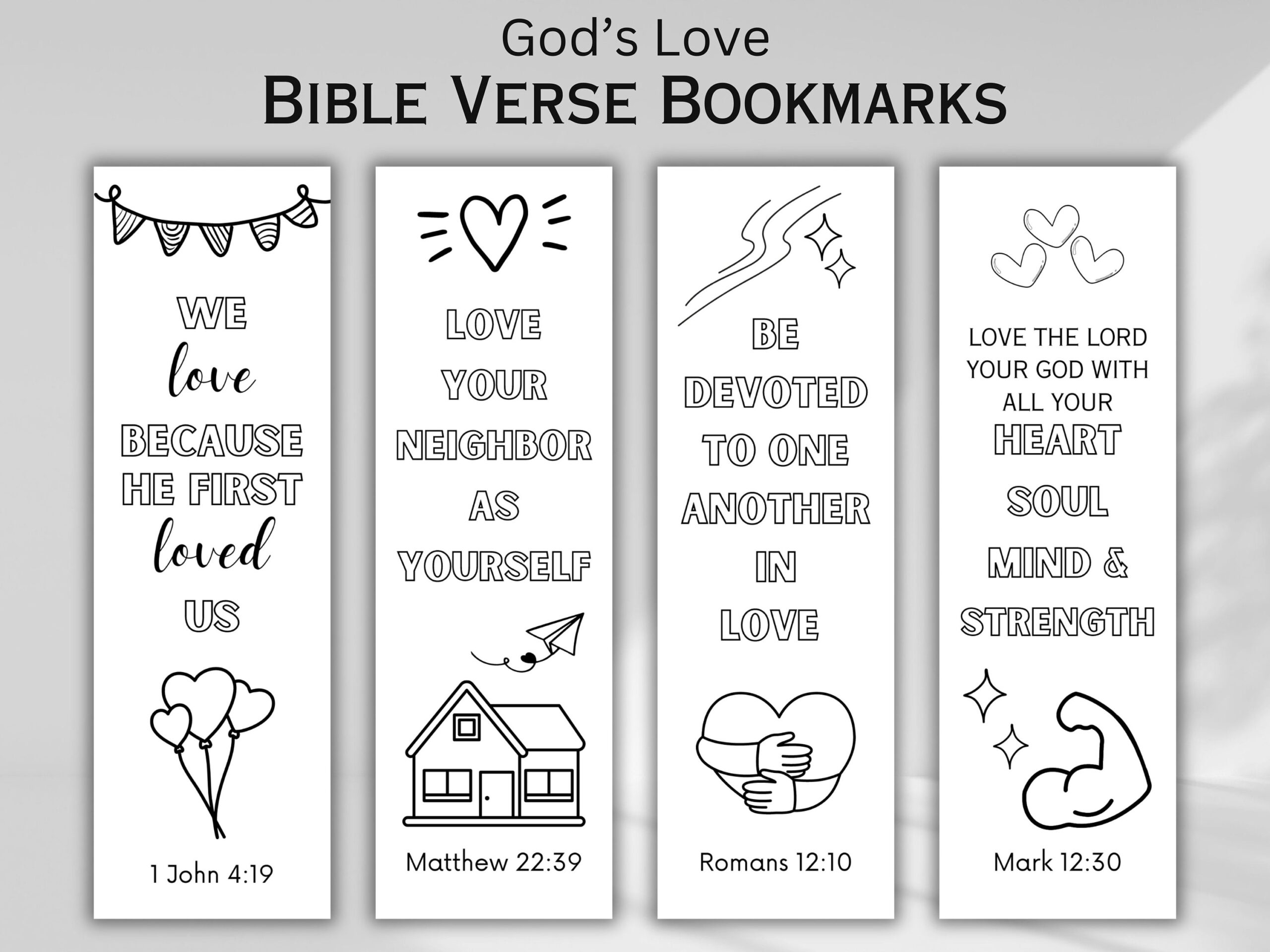 Bible Love Coloring Bookmarks Printable