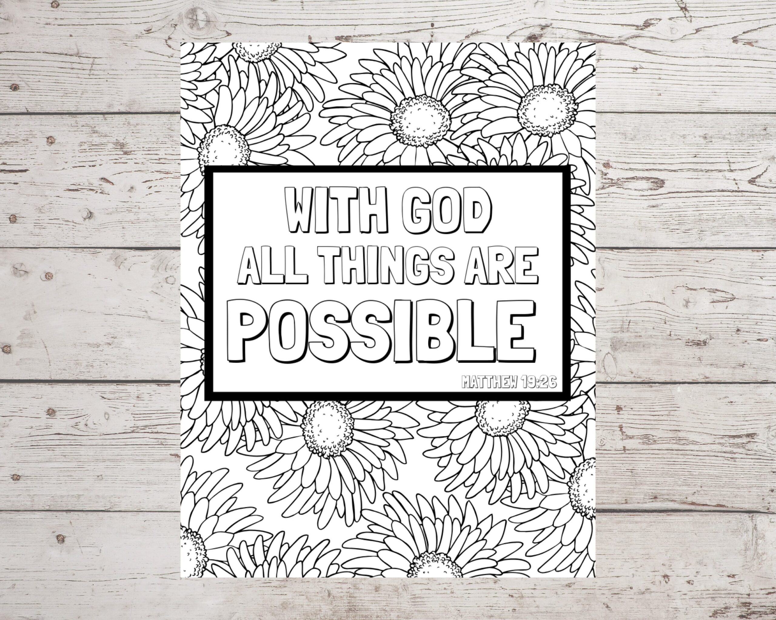 Matthew 19:26 Printable Coloring Bookmarks
