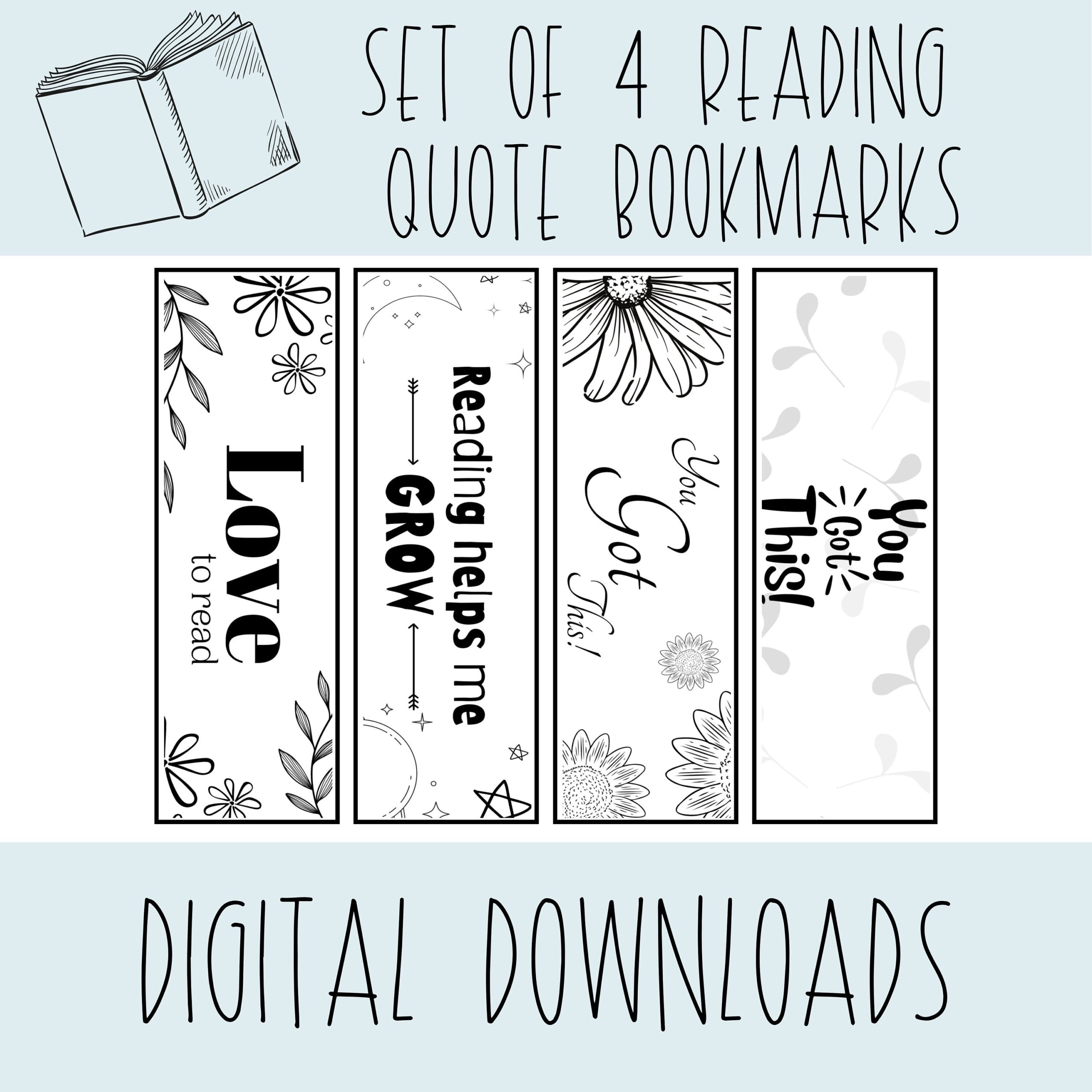 Printable Black And White Bookmarks