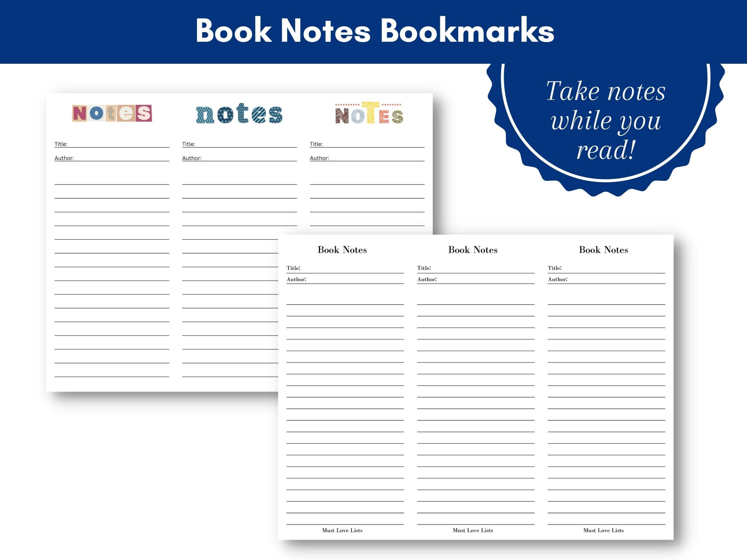 Printable Foldable Bookmarks To Take Notes