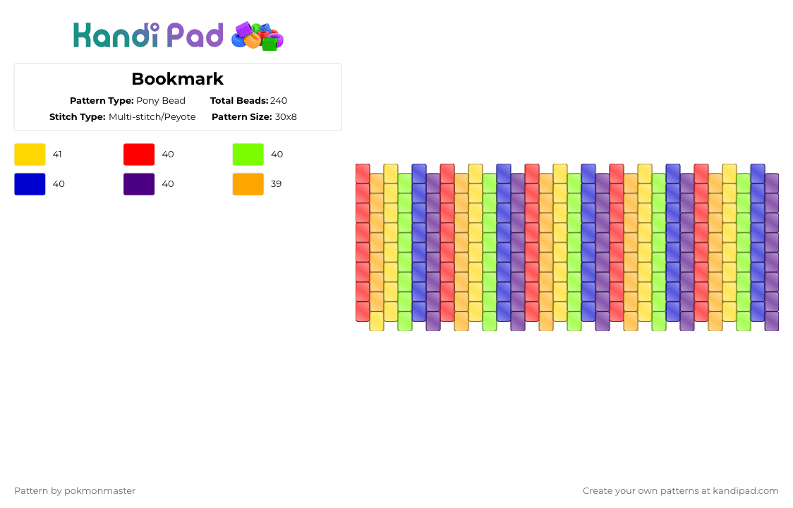 Pony Bead Printable Bookmark Patterns