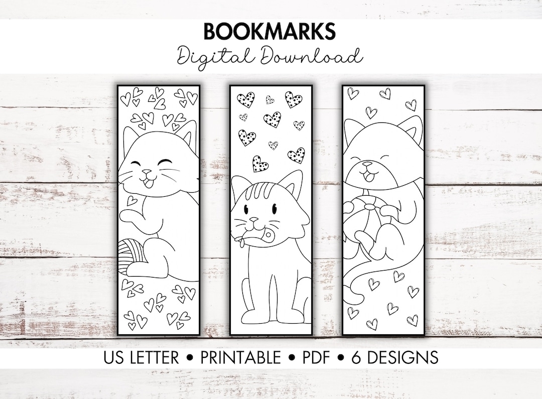 Black And White Cat Printable Bookmarks