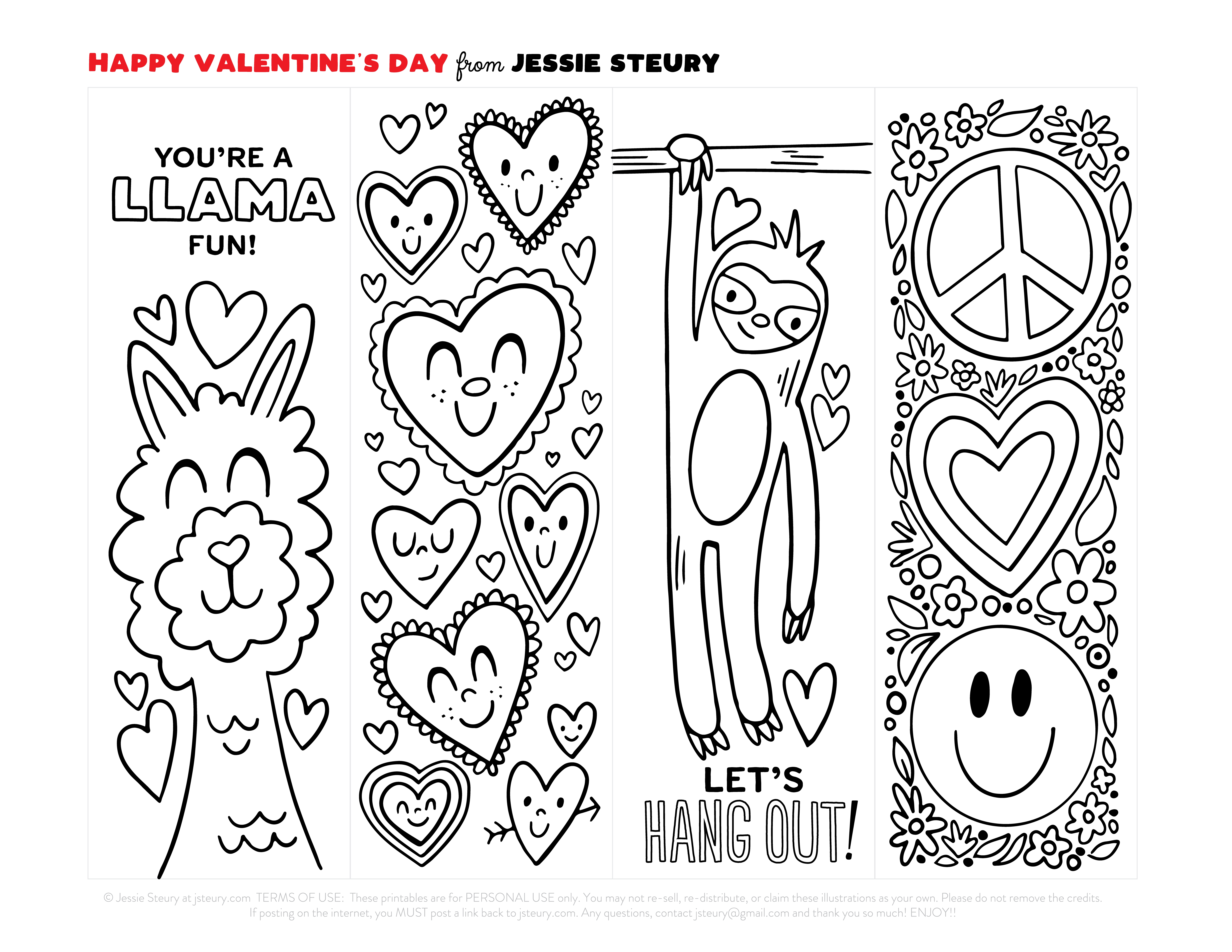 Free Printable Heart Bookmarks To Color