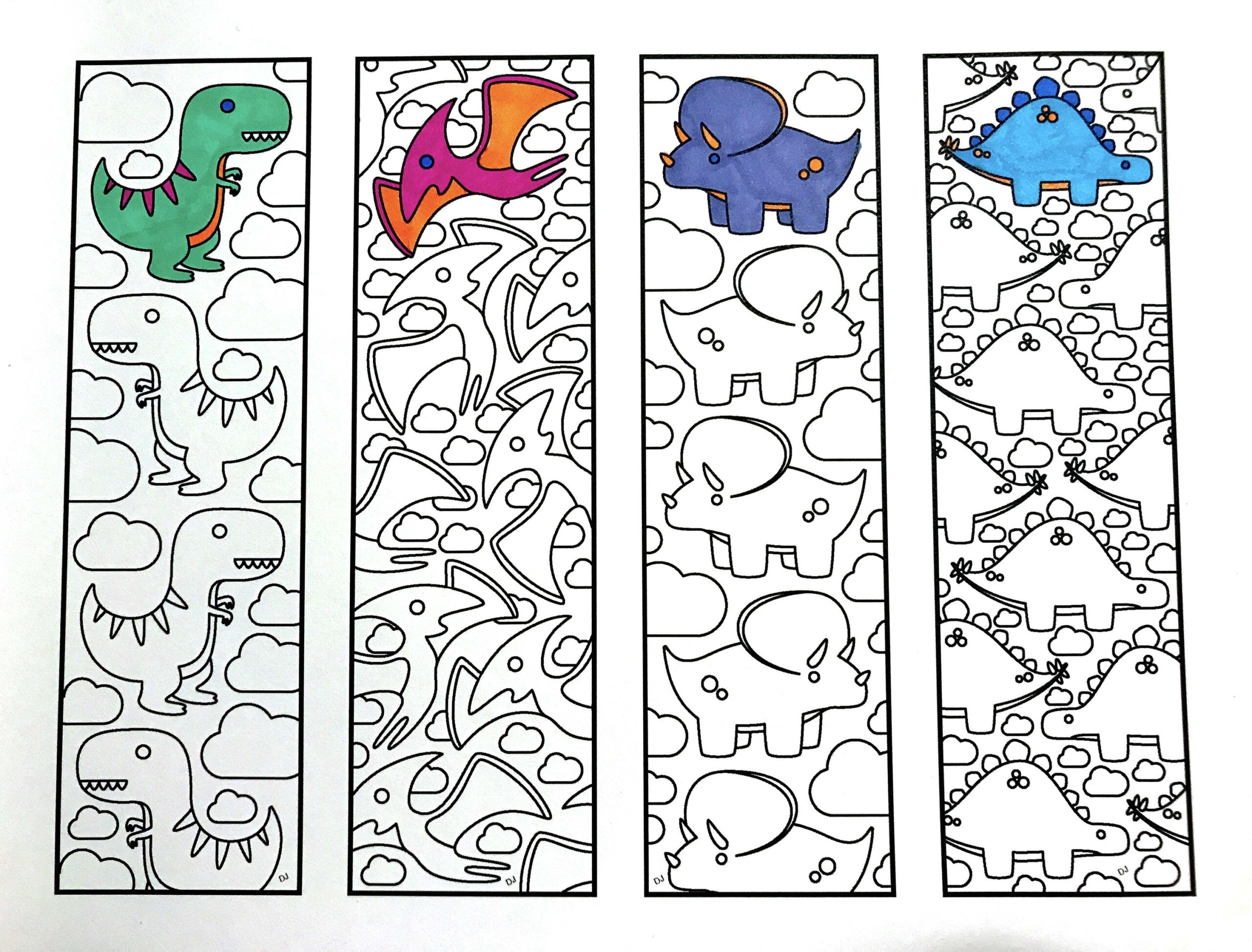 Printable Bookmarks To Color Dinosaur
