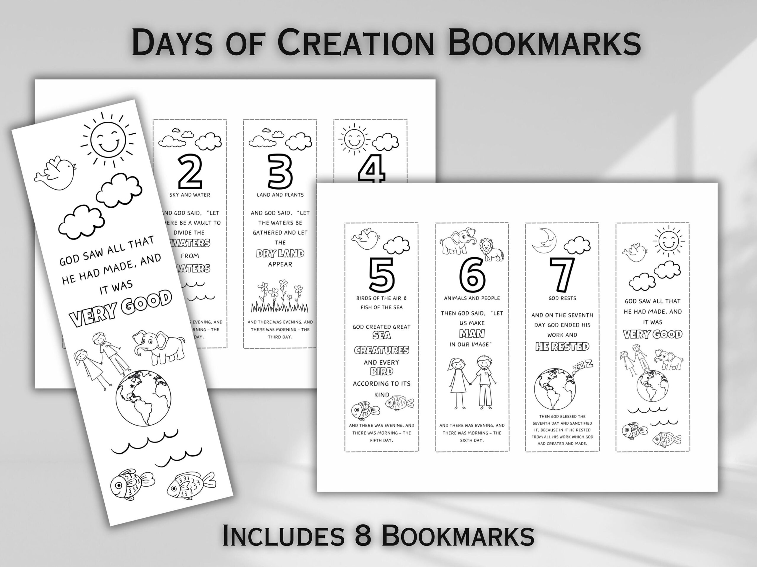 Printable 7 Day Creation Bookmark