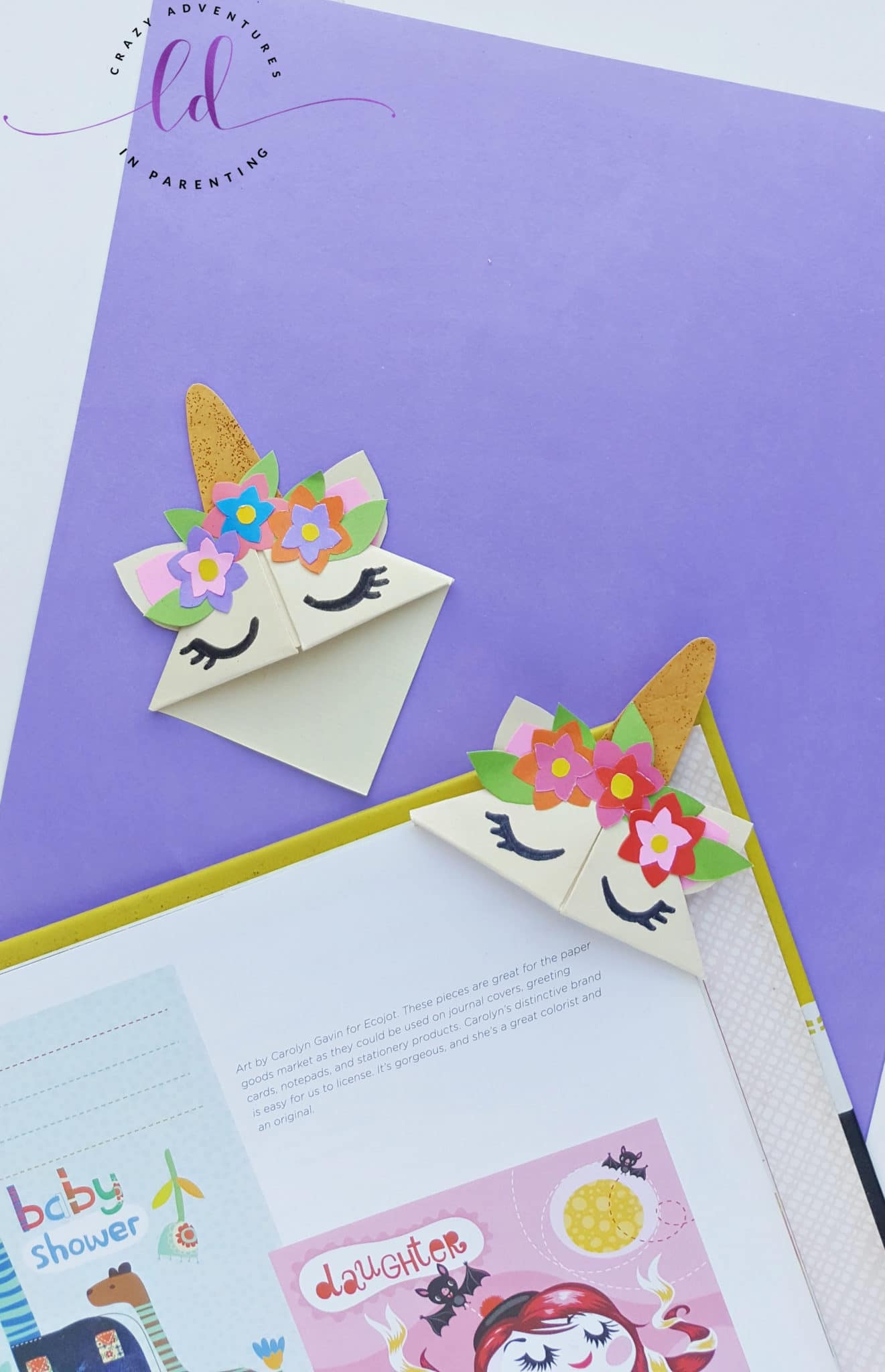 Printable Cunicorn Crafts With Paper Origami Bookmarks