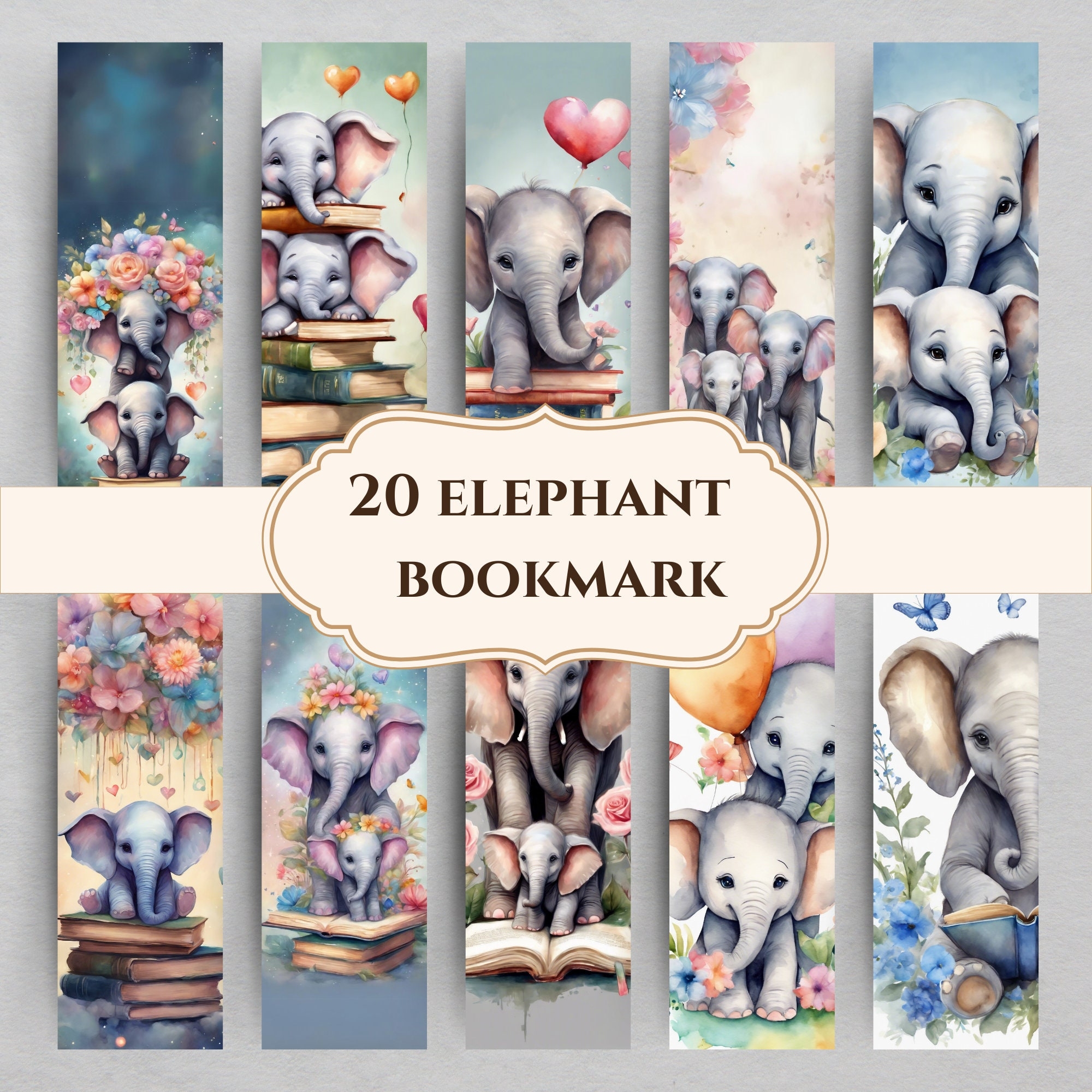 Printable Bookmark Elephant And Dog