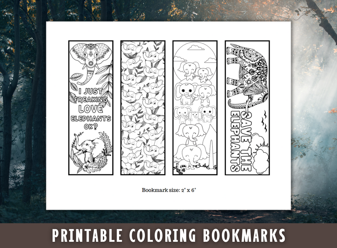 Free Printable Elephant Bookmarks To Color