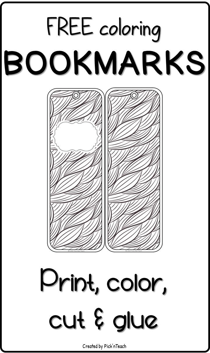 Printable Bookmarks Color Cut Glue