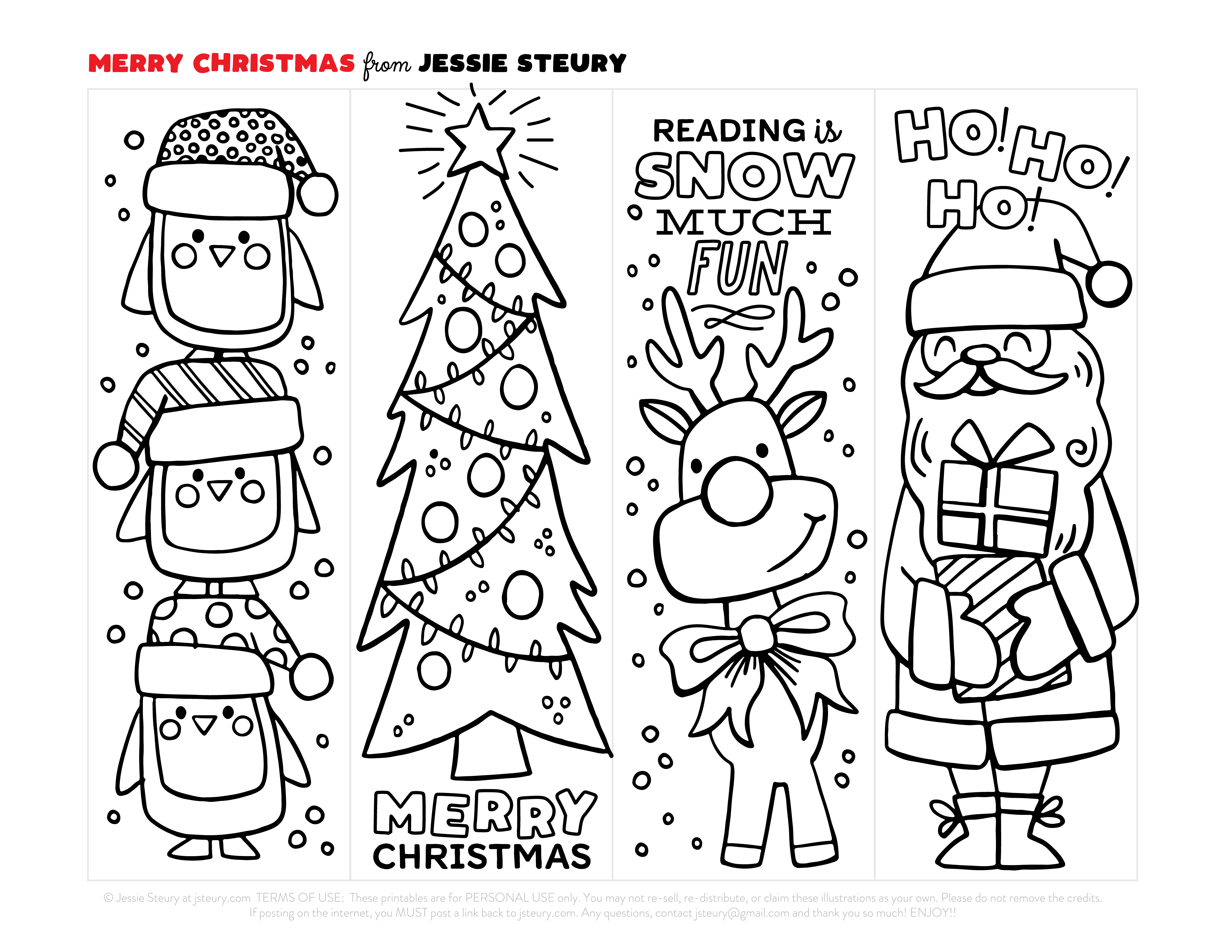 Free Printable Christmas Bookmarks To Color Pdf