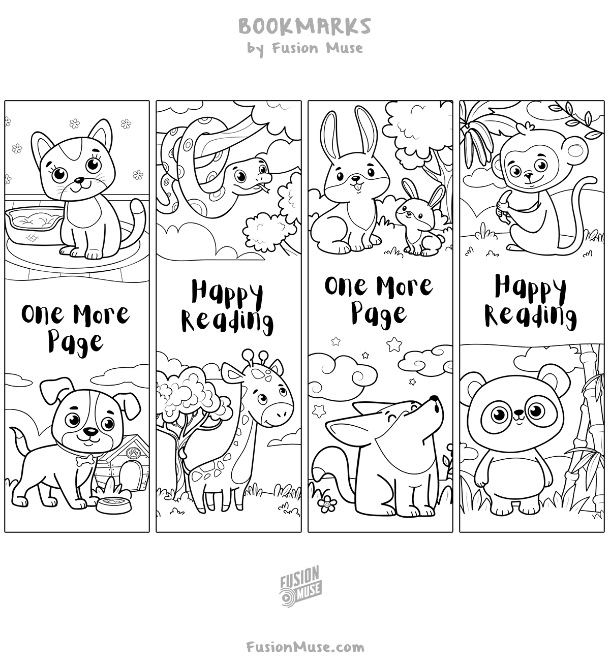 Free Printable Bookmarks To Color In Animals
