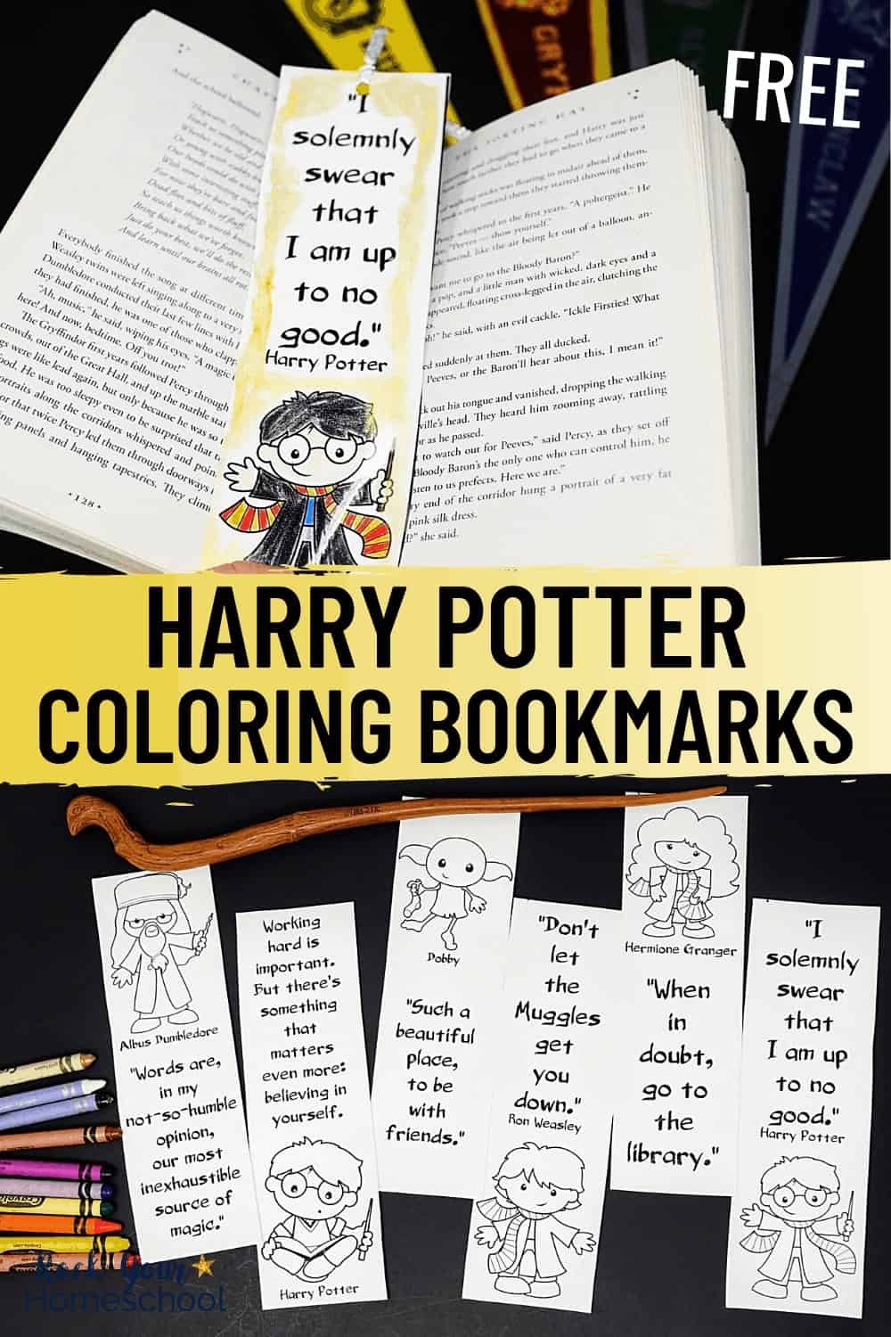 Printable Colorable Harry Potter Bookmark