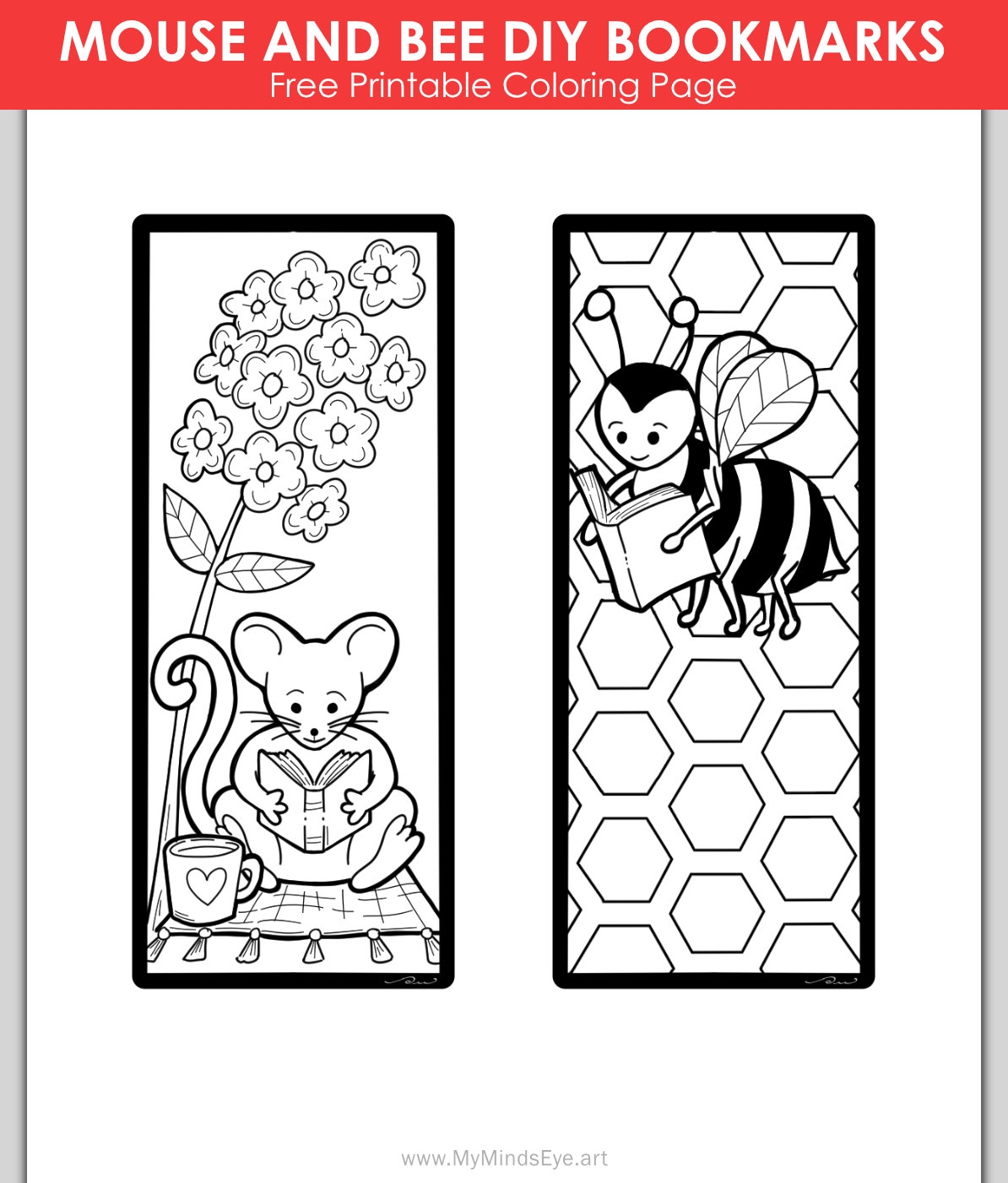 Printable Bookmark Coloring Pages Mouse