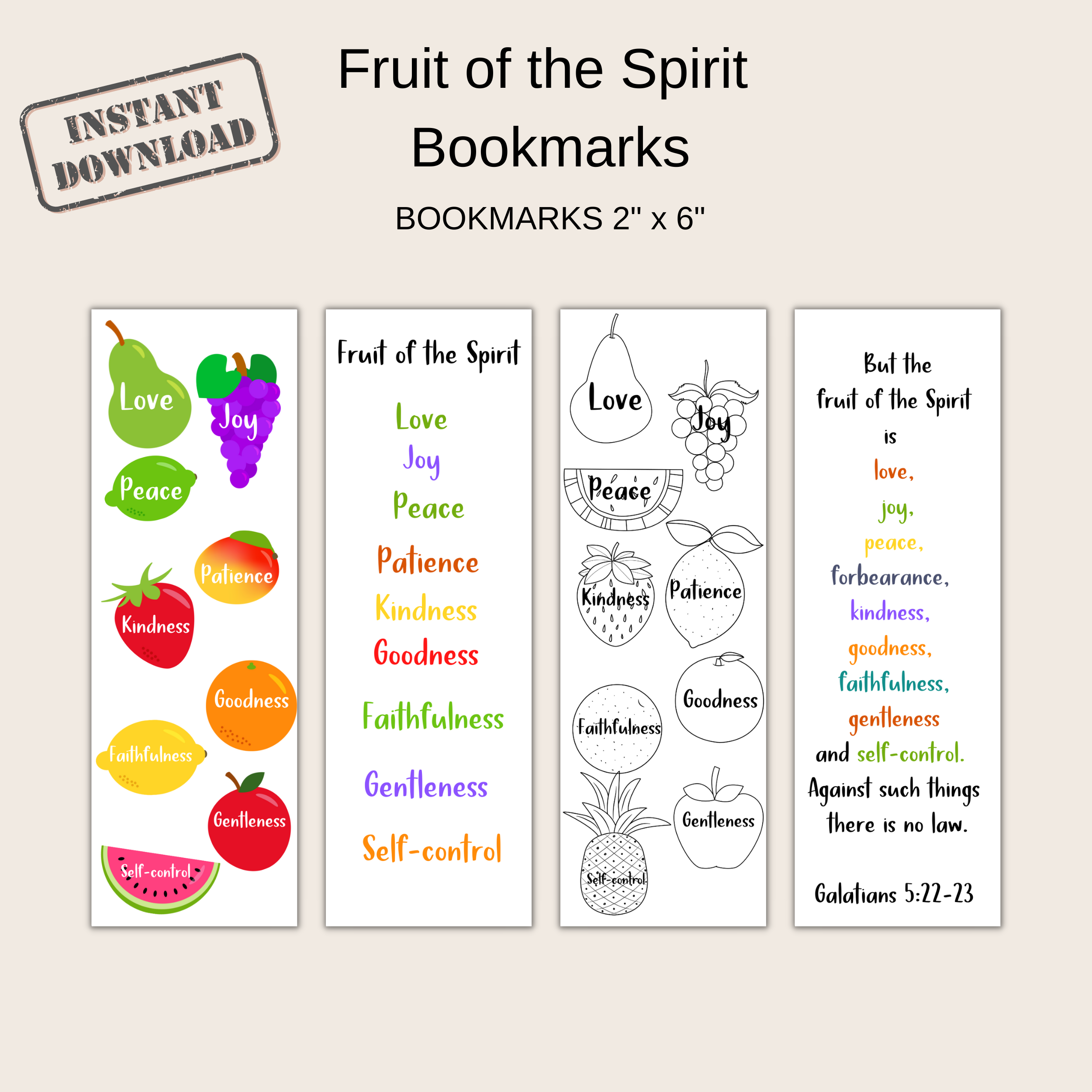 Fruits Of The Spirit Bookmark Printable Pdf