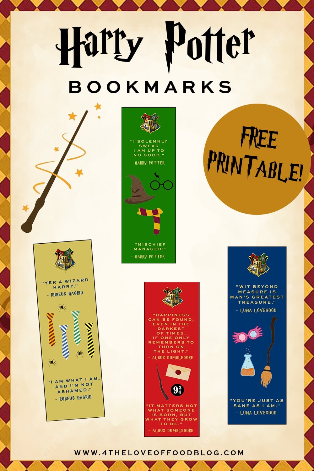 Harry Potter Bookmarks Printable Free