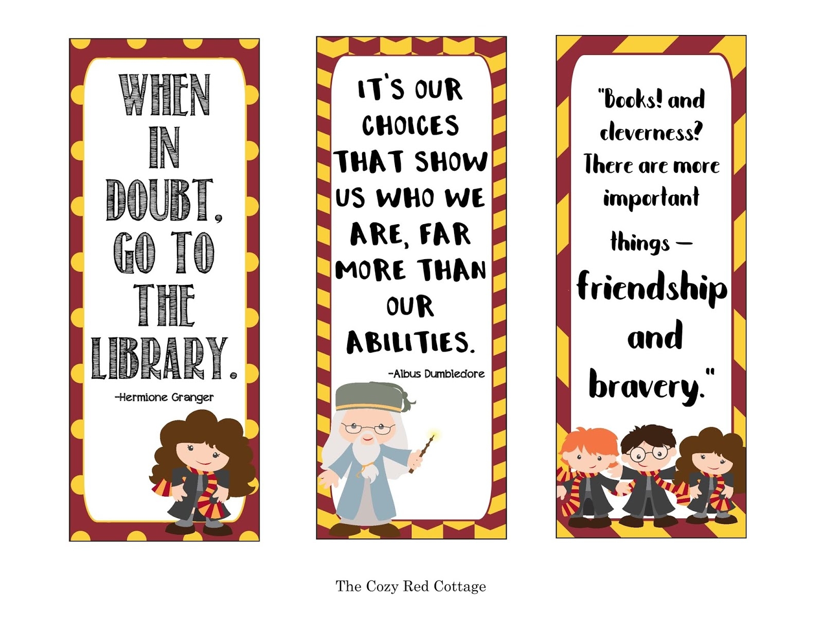 Harry Potter Bookmarks Albus Harry Hermione Printable