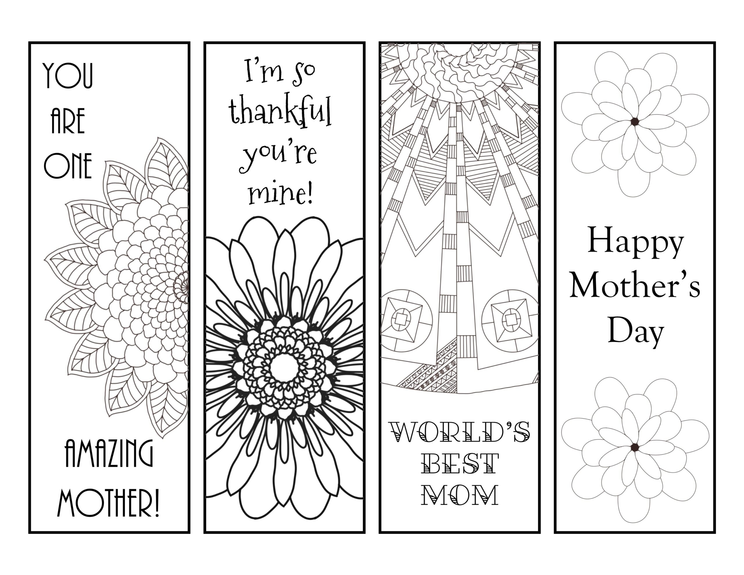 Free Printable Mother'S Day Bookmarks To Color