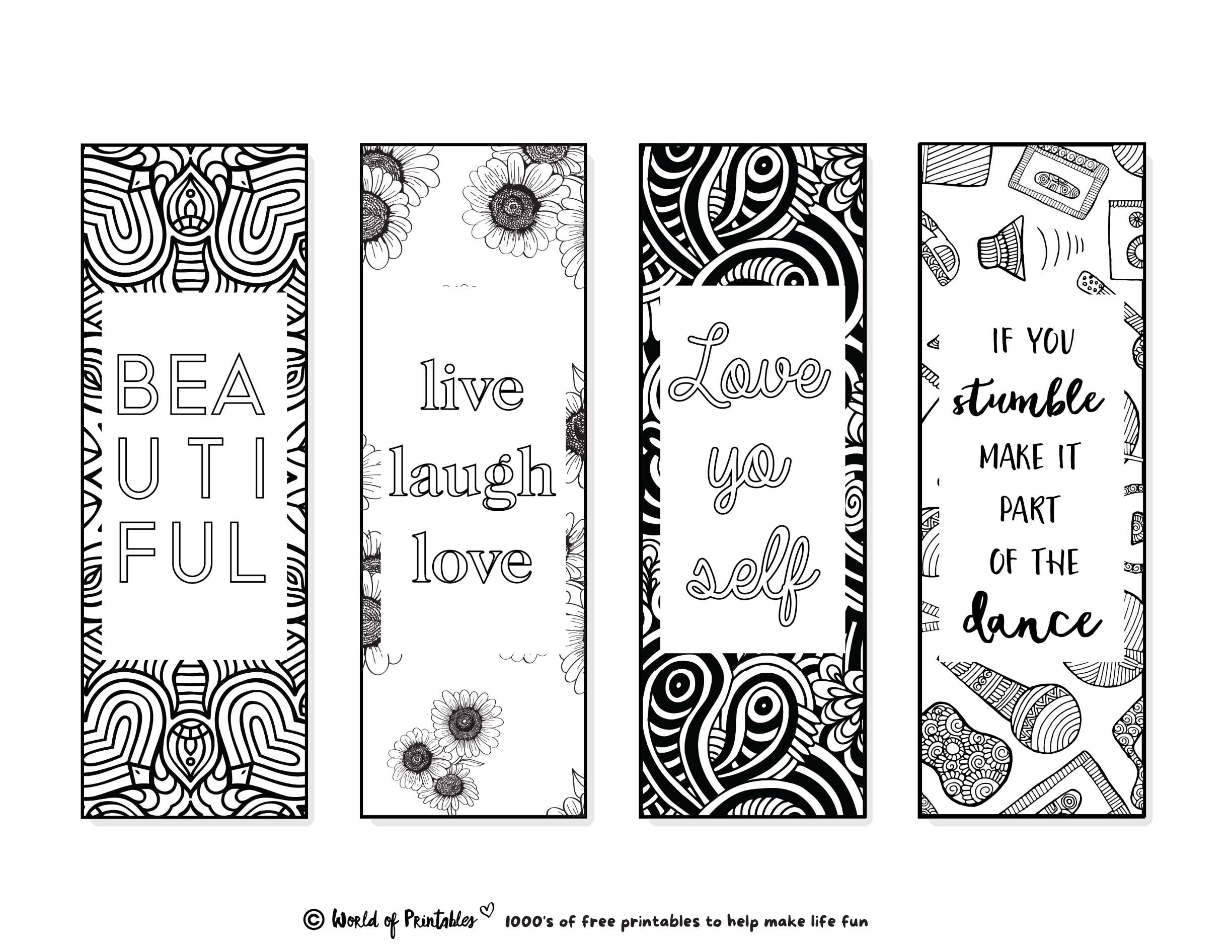 Free Printable Inspirational Quote Bookmarks Template
