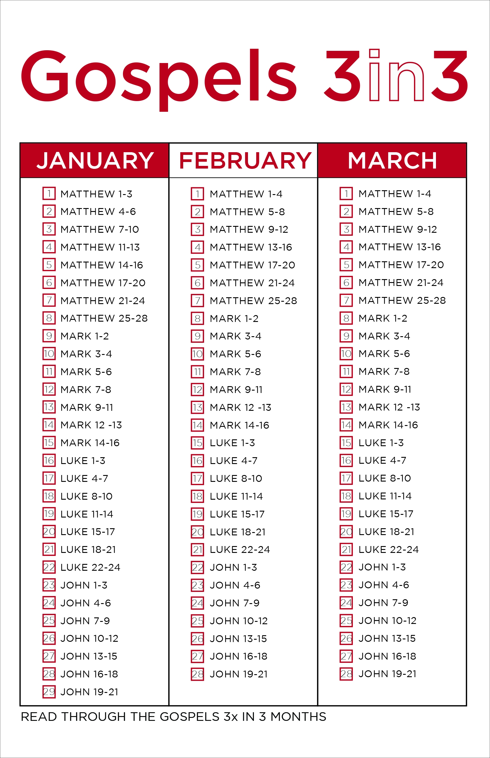 Church Printable Weekly Bible Reading Bookmark