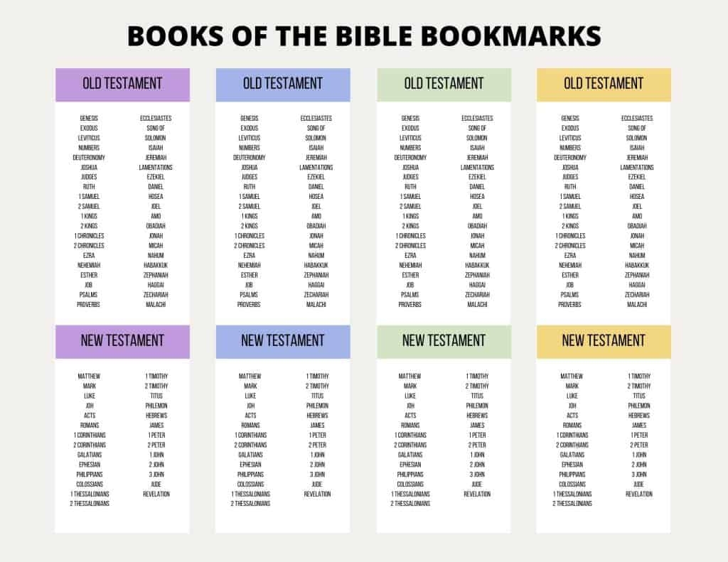 Catholic Books Of The Bible Bookmarks Printable