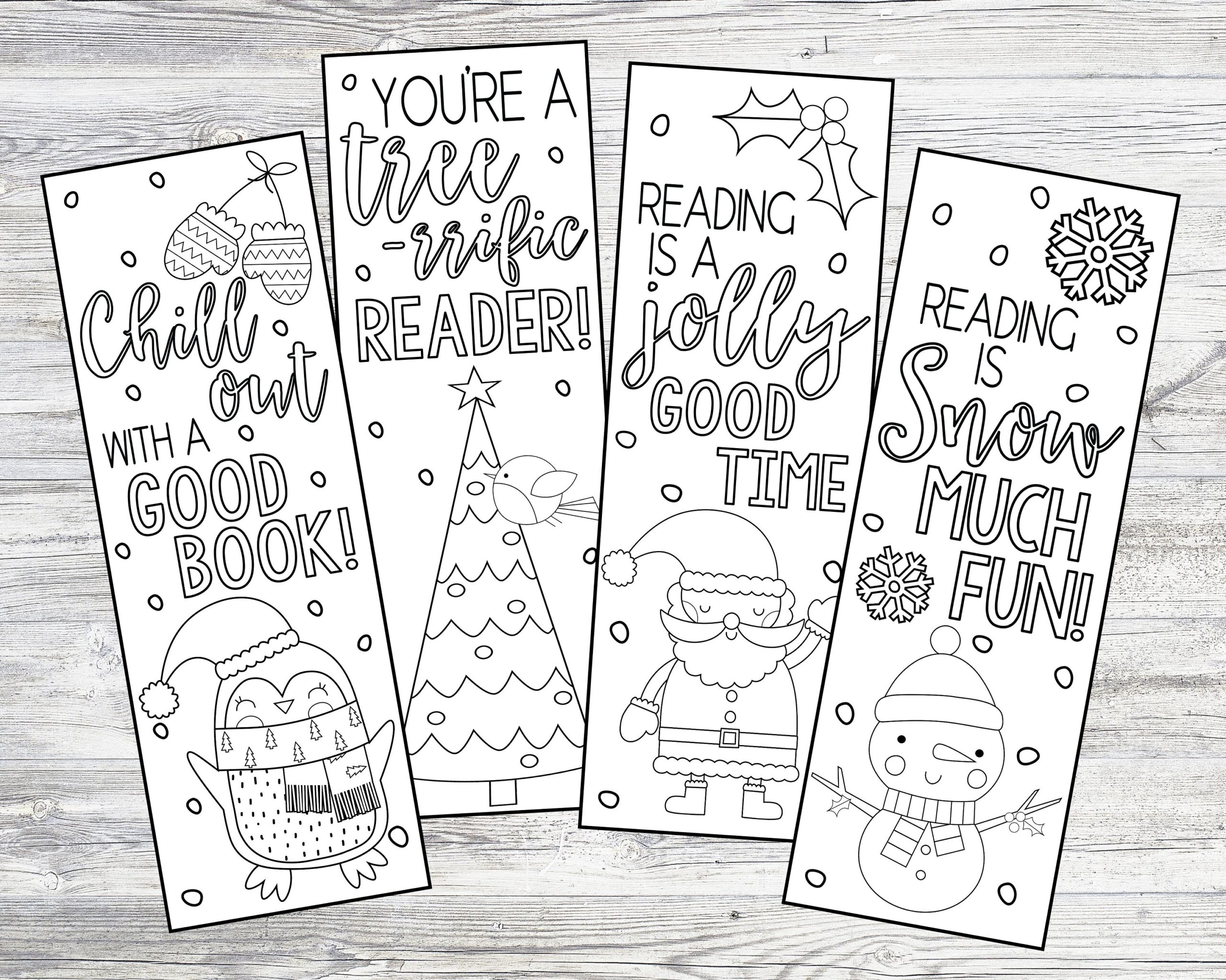 Printable Christmas Bookmarks Black And White