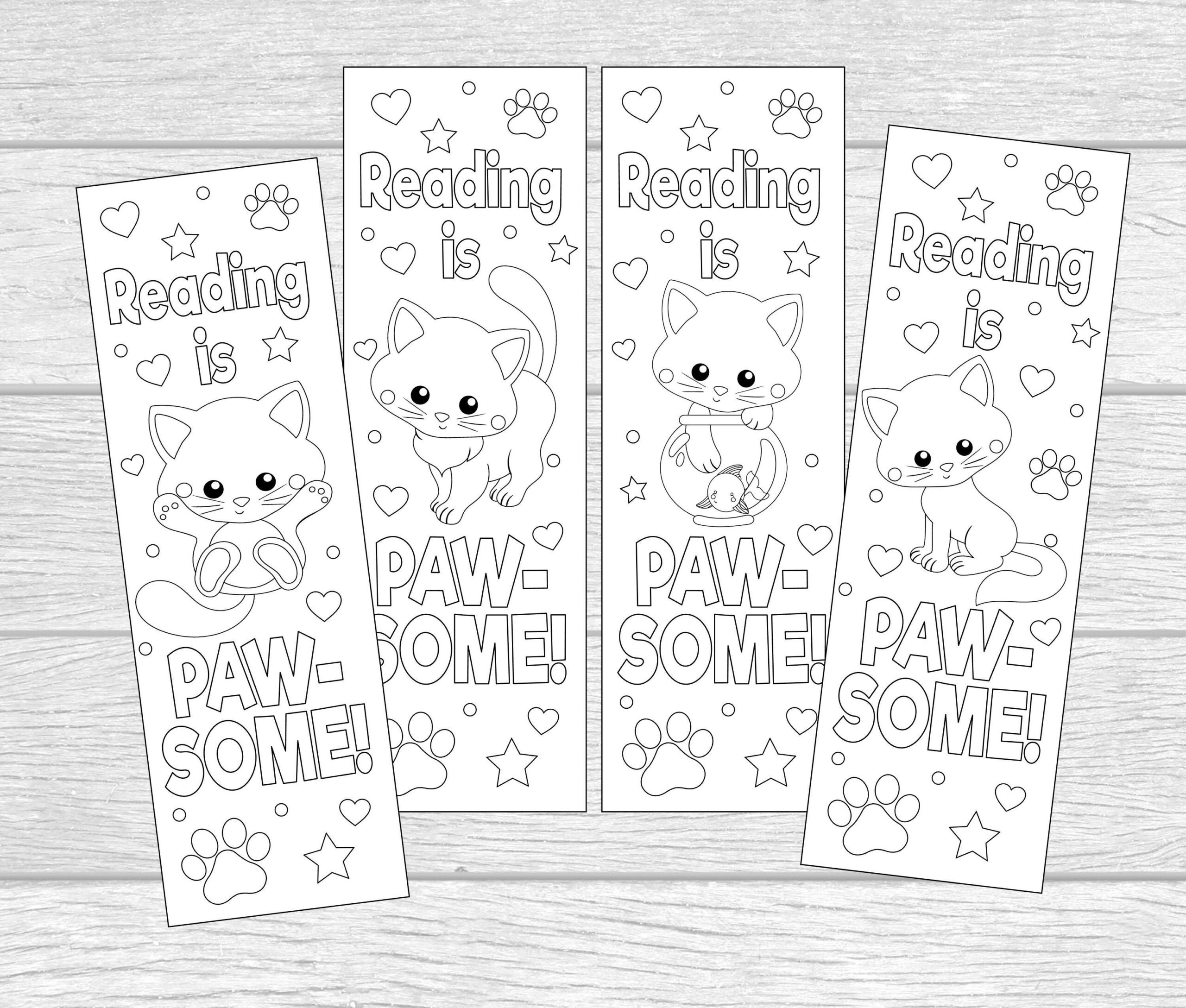 Kitten Bookmarks Printable Color Yourself