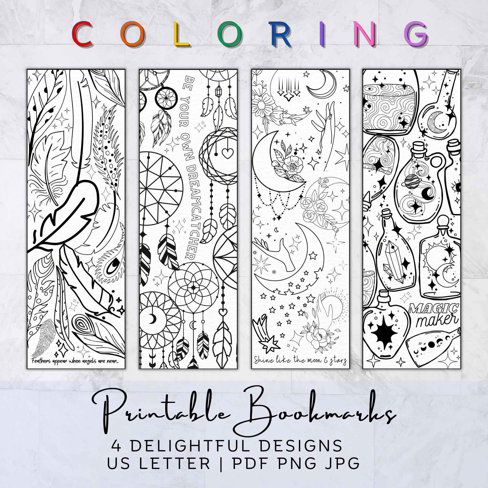 Printable Coloring Page Bookmark Dreamcathcher