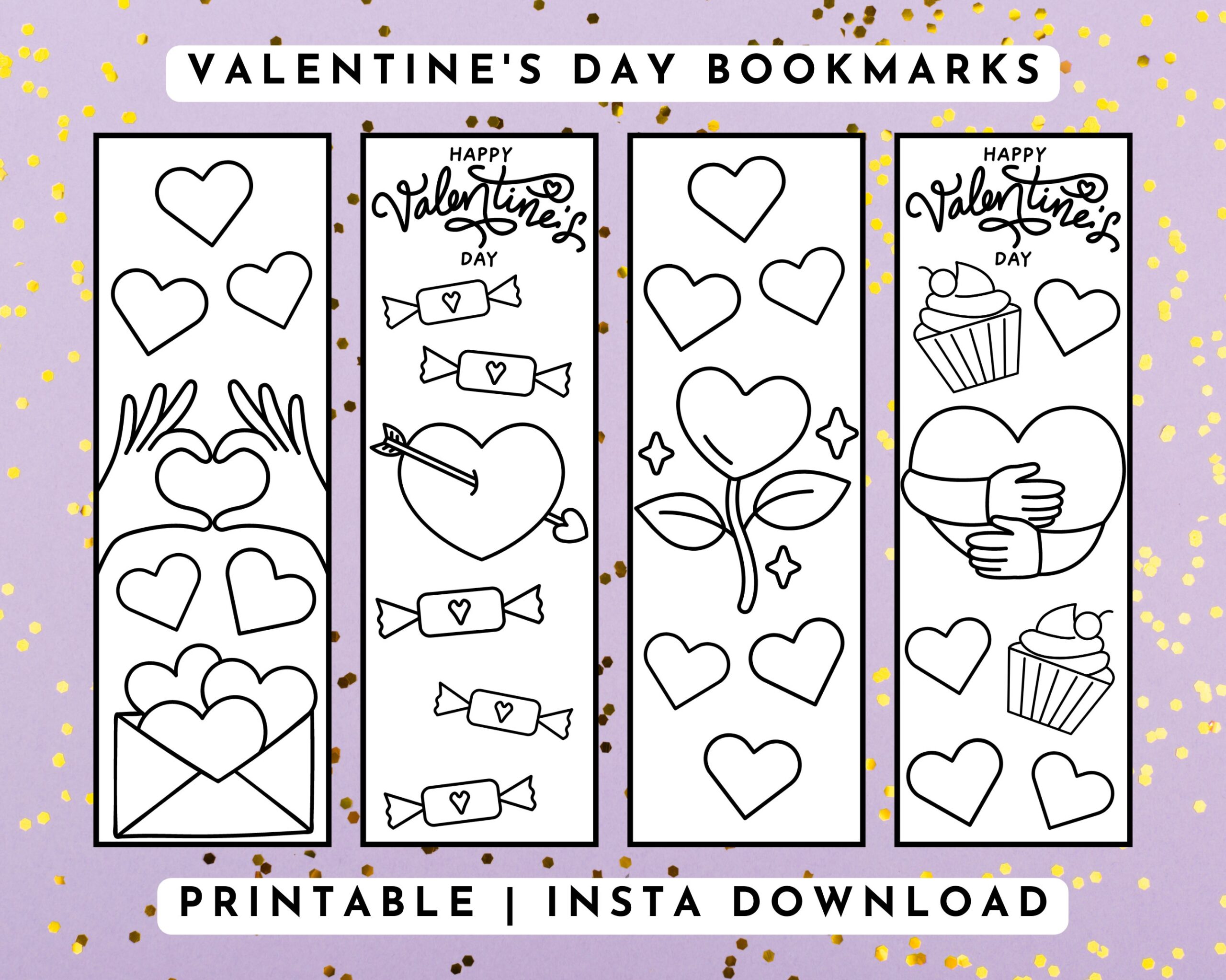 Printable Valentine Bookmarks To Color