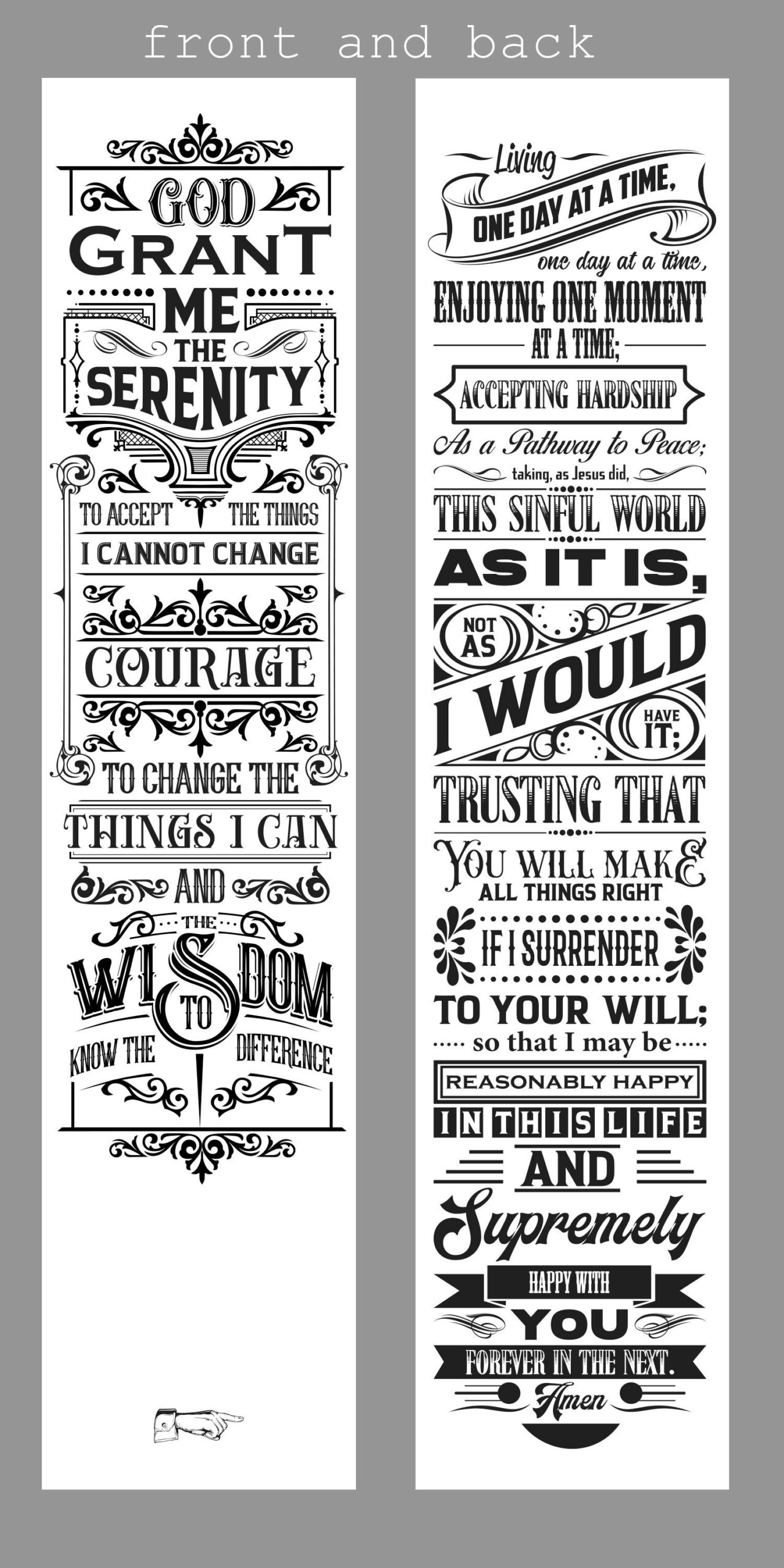 Full Serenity Prayer Printable Bookmarks
