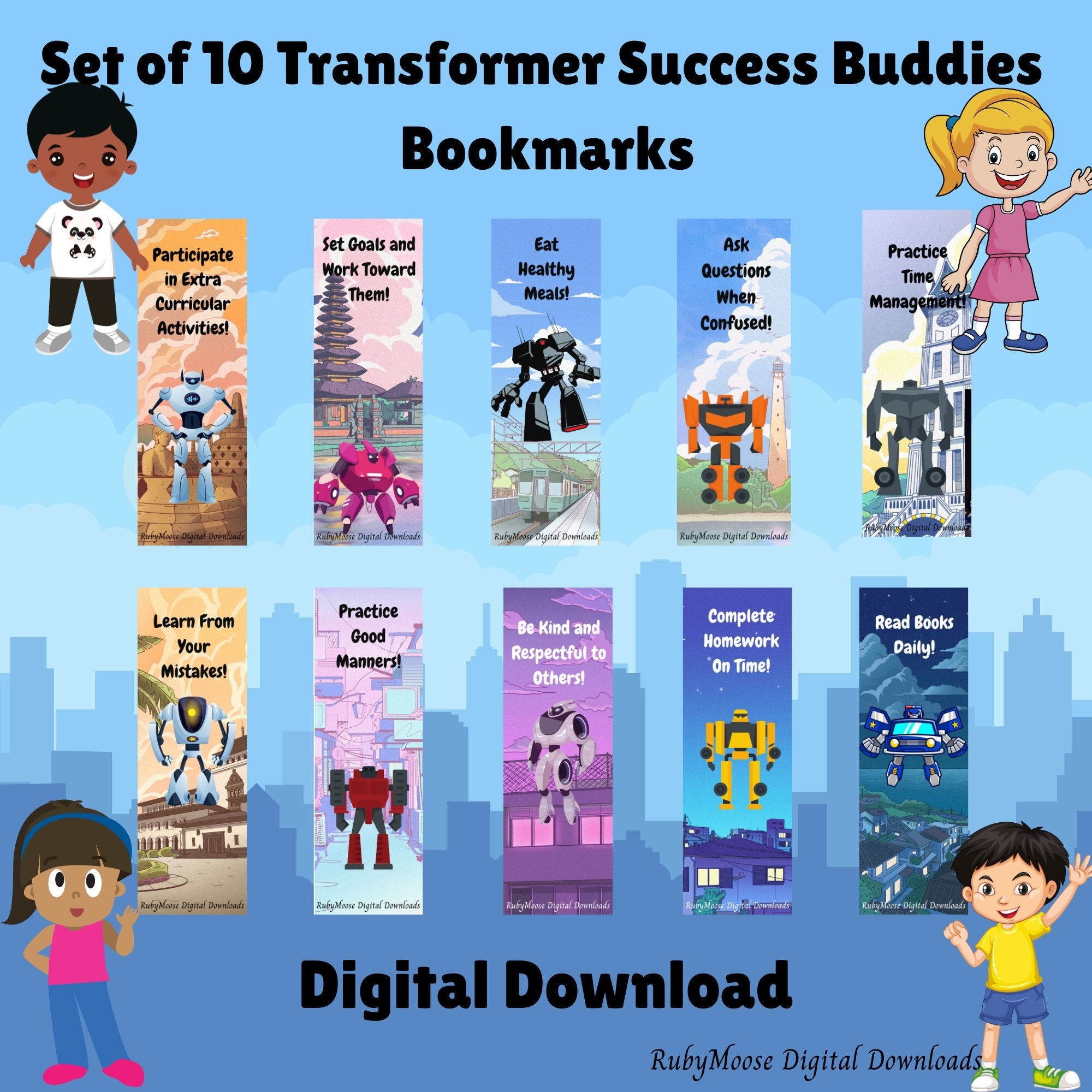 Transformer Printable Bookmarks For Kids Boys