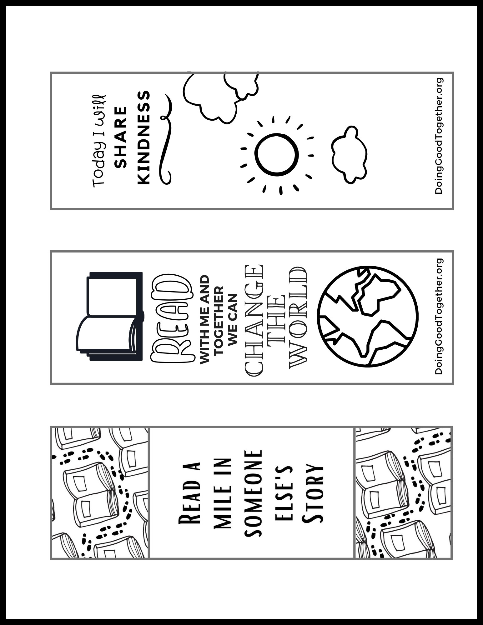 Free Printable Bookmarks To Color For Kindness