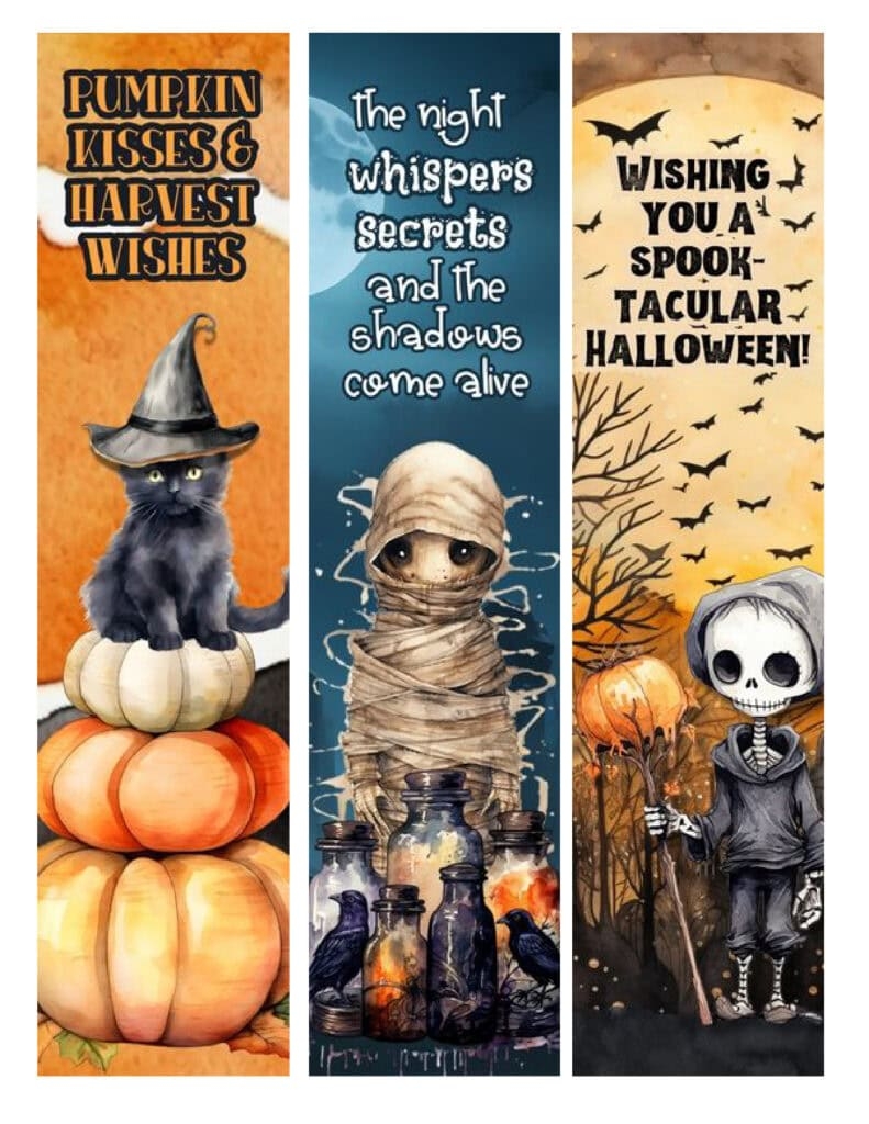 Free Printable Gothic Halloween Bookmarks