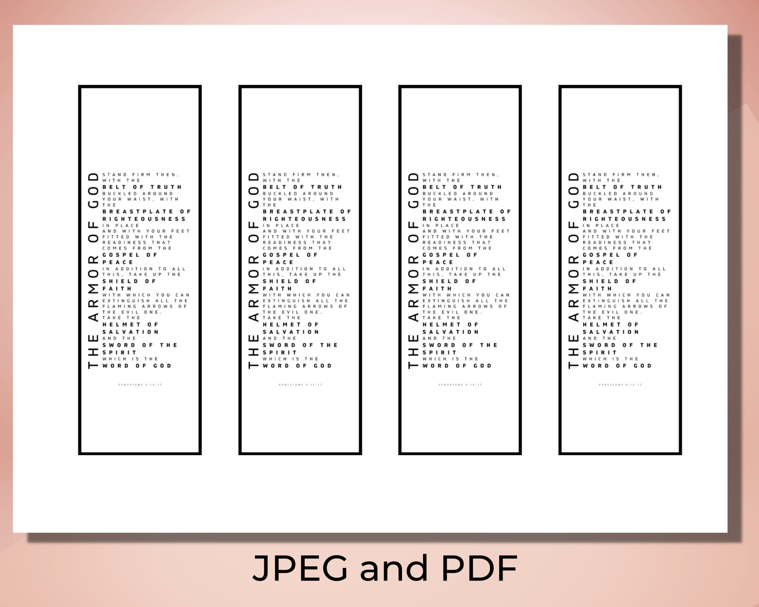 Armor Of God Printable Bookmark