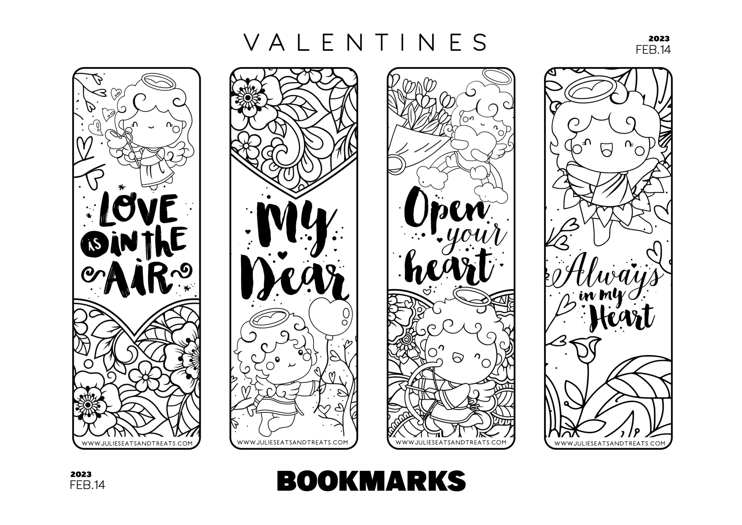 Library Valentine Bookmark Coloring Printable